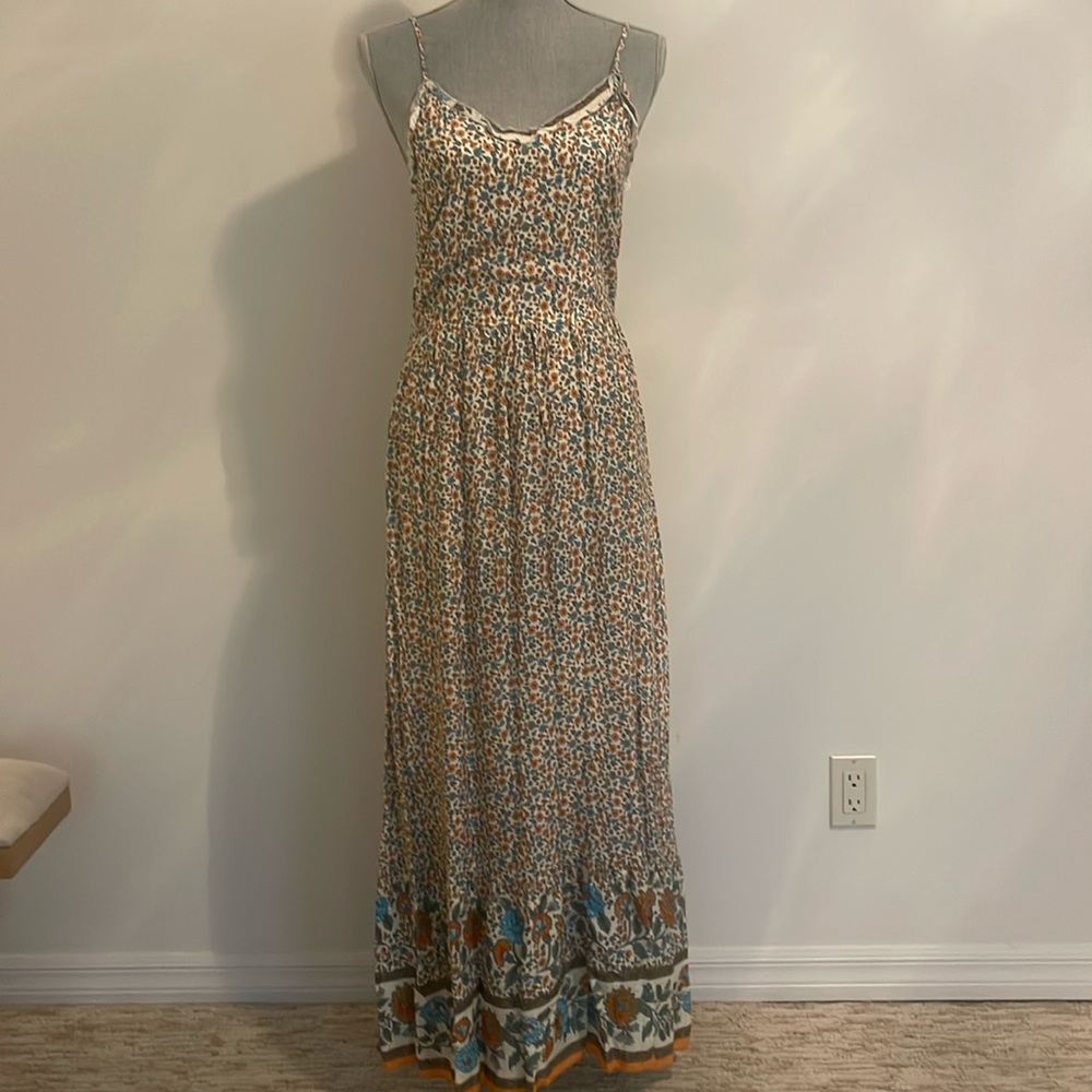 Blue gold and white bohemian sundress